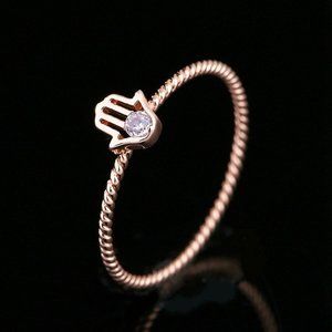 Hamsa Hand Diamond Rose Gold Ring